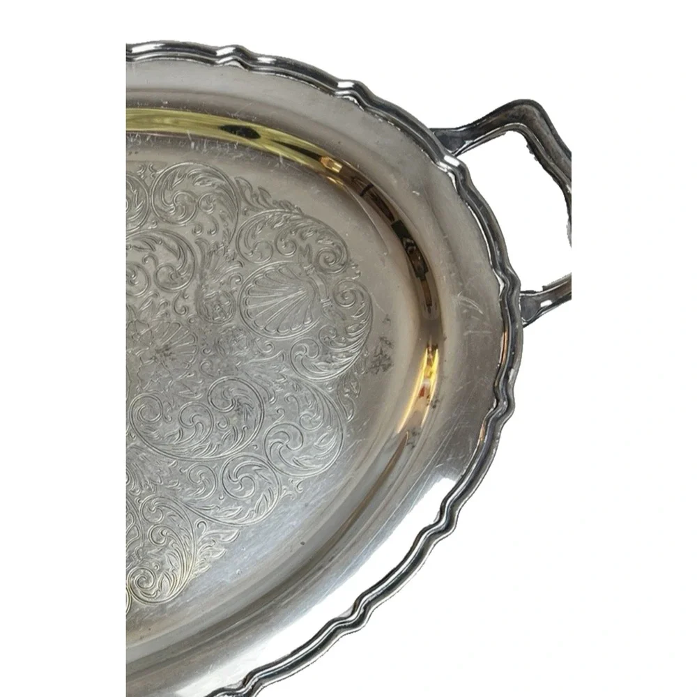 Silver Plated Handled Oval Serving Tray 20